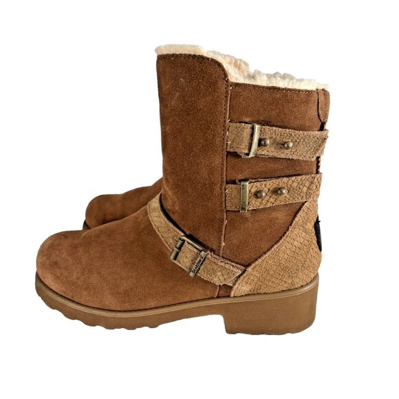 Bearpaw Lucy Women’s Wedge Boots Hickory Suede Shearling Lined Size 8 NeverWet - Picture 6 of 14